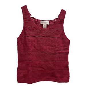 Exclusive Hand Knit For Jones New York Sport Vtg Knit Tank Top Size Med Burgundy